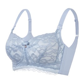 Baetty - Sujetadores para mujer, sin aros, reductores para mujer, cobertura completa, brasier de encaje ligeramente forrado para mujer, soporte (5468), 5468-azul, 40DDD