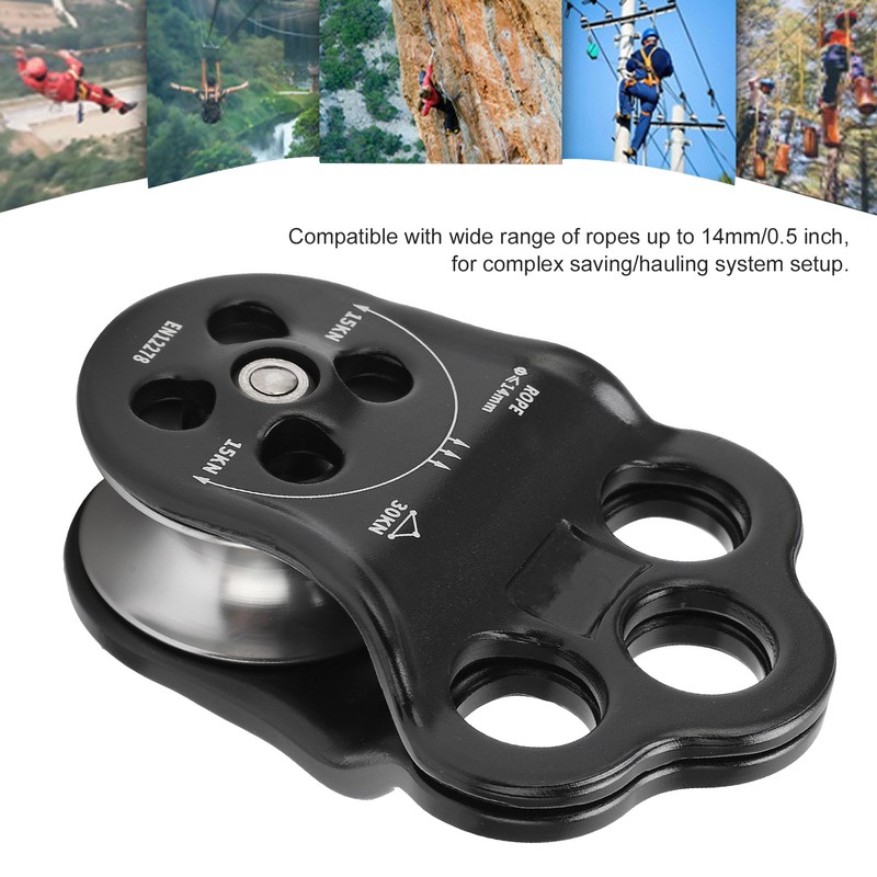 30KN Hitch Climber Pulley Rescue Equipment Dual Bearing for Rigging