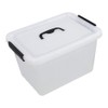 Cand 12 Quart Plastic Lidded Storage Bin with Black Handle,