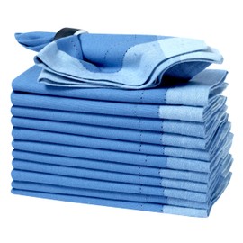 Cotton Cloth Napkins Set of 12, 20x20 Double Hemstitched, Machine Washable Dinner Napkins, Teal Blue Multi, Wedding Napkins