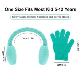 BEARAE Kids Knit Earmuffs Gloves Set Winter Soft Plush Ear Muffs Boys Girls Elastic Knit Mittens Outdoor Warm Ear Warmers