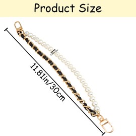 4 PCS Pearl Purse Chain Pearls Purse Double Chains Stainless Steel Purse Straps Extender Gold Handbag Straps Metal Shoulder Crossbody Bags Imitation Pearl Short Handle Accessories for Wallets Handbags