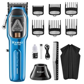 KEMEI Professional Hair Clippers for Men Cord/Cordless Hair Cutting Kits, Hair & Beard Trimmer, Adjustable Barber Clippers with USB Rechargeable, KM-1763