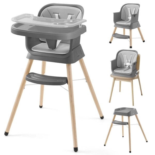 Mallify 3-in-1 Convertible Wooden High Chair Baby Toddler Highchair with
