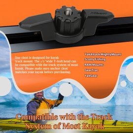 Line Cleat for Kayak Track Mount 2 Pcs, Kayak Anchor Cleat & Track Mount Line Cleat, Line Cleat for Rail Mount Kayak Accessories, Black