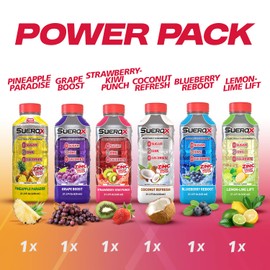 SueroX Sugar-Free Sports Drink for Hydration and Recovery, Electrolyte Hydration Drink with 8 Ions, Zero Calorie Sports Drinks with Electrolytes, Power Pack, 21.3 Fl Oz, 6 Count