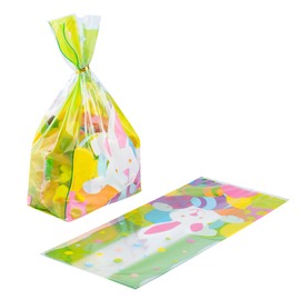 Restaurantware - Bag Tek 5 x 3 x 11 Inch Candy Bags, 100 Gusseted Printed Candy Bags - Easter Bunny, Twist Ties Sold Separately, Plastic Candy Bags, Heat Sealable, for Holding Candies