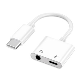 2-in-1 Conversion Earphone Jack, Type-C to 0.14 inches (3.5 mm), Listen to Music While Charging, Lossless Sound Quality, DAC Converter, Compatible with Phone Calls, Compatible with Android, PadPro