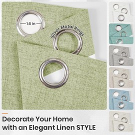 Melodieux Sage Green Linen Blackout Curtain Extra Wide for Patio Sliding Door, Bedroom Living Room Divider Curtain Thermal Insulated Grommet Drape Farmhouse Burlap Textured, 100x84 inch, 1 Panel