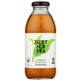 Just Ice Tea Ready To Drink Original Green Tea Unsweetened, Contains Caffeine, Fair Trade, Kosher, USDA Certified Organic, 16 Fluid Ounce (Pack of 12)