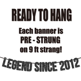 Banner Legend Since 2012 para decoración de fiesta de cumpleaños número 13, pancarta de fiesta de cumpleaños para niños y niñas, hecha a mano, color negro