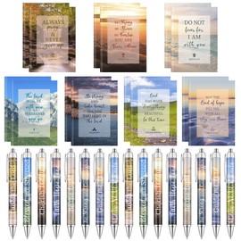 HAOWANWW 28Pack Bible Notebooks Christian Gifts Set Bulk Christian Scripture Inspirational Scripture Ballpoint Pens Motivational Christian Gifts for Teacher Friend Coworker Church Gifts