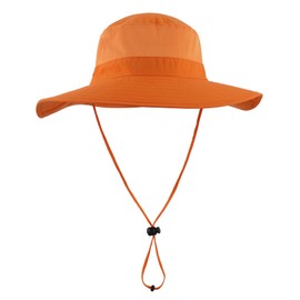 Decentron Outdoor UPF50+ Mesh Sun Hat Wide Brim Fishing Hat with Neck Flap (Orange)