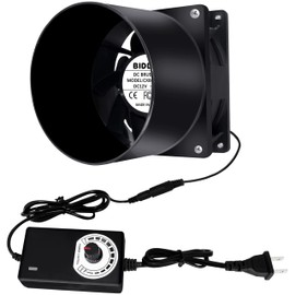 Small Axial Exhaust Fan, 80mm 3.14In 12V DC Dual Ball Bearings Air Exhaust Fume Extractor Fan for DIY Soldering, 3D Printer,Grow Tent, with Adjustable Power Adapter and 2 Stainless Steel Hose Clamp