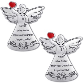 Guardian Angel Sun Visor Clip Never Drive Faster Fun Car Accessories Car Stuff for Teens Christian Car Visor Clip Angel Visor Clip Religious Gift for Teens, Family, Parent, Friend, Driver (2)