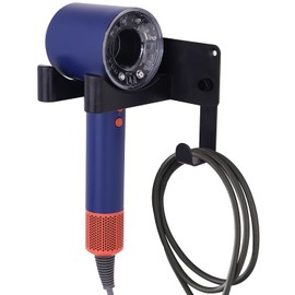 Hair Dryer Holder Wall Mounted, Hair Tool Organizer Self Adhesive Compatible with Blow Dryer Holder Aluminum HairDryer Holder Wall Mounted for Bathroom Trays Black CHOCHOYAH