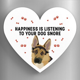 Global Designs German Shepherd Happiness Is Your Dog Snoring Katie Pearson Artworks Heart Shaped Wooden Magnet