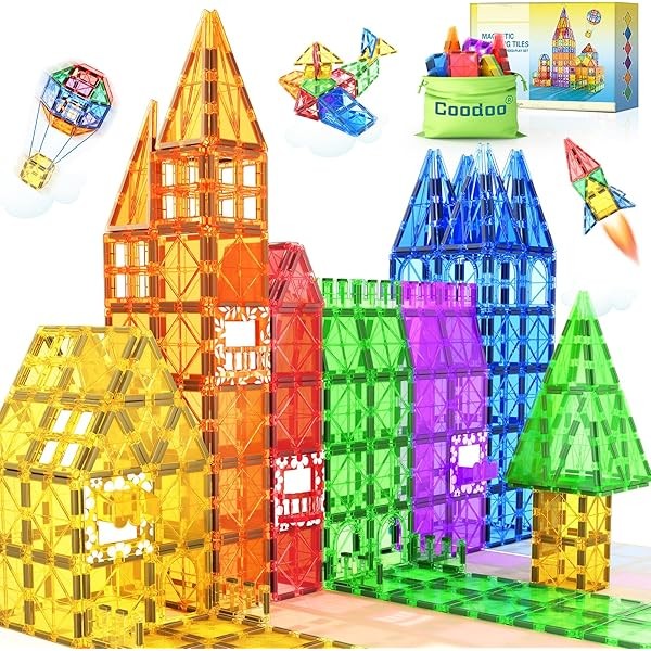 60 PCS Magnetic Building Tiles Kids Toys STEM Magnetic Blocks