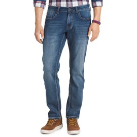 IZOD Men's Comfort Stretch Straight Fit Jean, Nautical Blue, 42x32