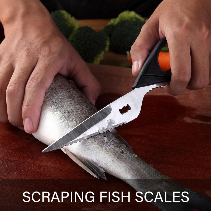 LIVINGO Kitchen Scissors Forged Stainless Steel Removable Cooking Scissors Rubber