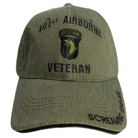 COLL7AWS 101st Airborne Veteran Screaming Eagles Olive OD Adjustable Embroidered Cap Hat