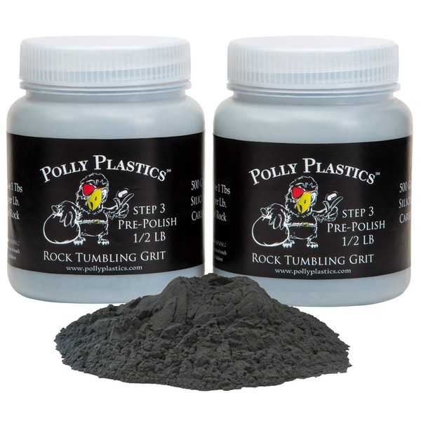 Polly Plastics Rock Tumbler Media Grit Refill, Pre-Polish 500 Silicon Carbide Grit, Stage 3 for Tumbling Stones (2 Pack) (1 lb.)