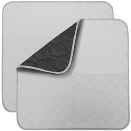 Non-Slip Absorbent Washable Incontinence Pad underpad Seat 4-Layer Design Chair Absorbent Pads Protection - for Seniors, Adult, Children, or Pet Underpad Protection - Set of 2 (Gray, 21" L x 22" W)