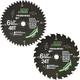 Echo Corner 6-1/2"Circular Saw Blade Combo Pack 48T+24T 5/8" Arbor Fine Cut Crosscut Framing Ripping Wood Plywood MDF Plastic Veneer Lumber Laminate