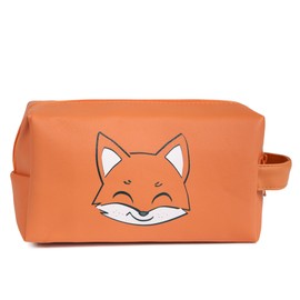 KINSTON Animal Toiletry Bag Travel Cosmetic Bag with Wrist Large Capacity, orange, Synthetic
