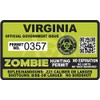Viriginia VA Zombie Hunting Permit - Hunter Response Team Unit 4" Outbreak Sticker
