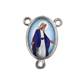 Wonderful Miraculous Medal Rosary Centerpiece Blue and Silver Tone | Handcrafted by Italian craftsman | Beautiful color and design | Great catholic gift