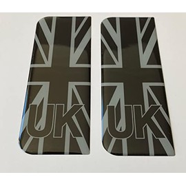 Gelz Domed Black & Grey Union Jack UK Vehicle Number Plate Stickers