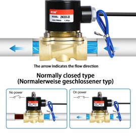 RIH PNEUMATIC 3/4 Inch Electric Solenoid Valve Brass 12V/24V/110V 2 Way High Turn Coil Normally Closed Water 2W200-20 Liquid Air control DC12V