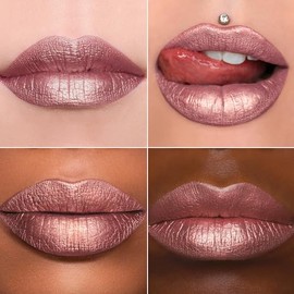 MAKI YIKA Lápiz Labial Metálico Rosa para Mujeres, Lápices Labiales Nude de Larga Duración, Brillo con Purpurina, Sin Manchar, Sin Transferencia, Lápi