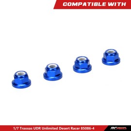 RCAWD Wheel Nuts for 1/7 UDR Unlimited Desert Racer 85086-4, New Maxx 1/10 Monster Truck 89086-4 89076-4 Upgrades, Hubs Hex Adapter M5 5mm Flanged Nylon Hop Ups Parts for #8447 Blue