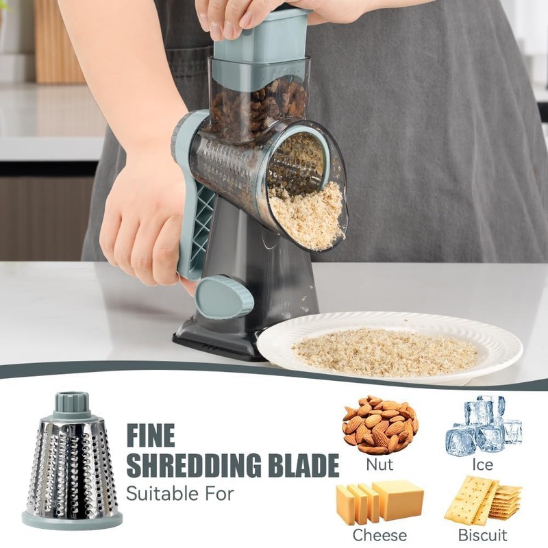 KEOUKE Rotary Cheese Grater Hand Crank Transparent - Shredder Slicer