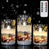 Wondise Santa Claus Glass Flameless Candles Remote and Timer, Battery