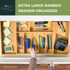 VaeFae Bamboo Kitchen Drawer Organizer, Wooden Utensil Tray with Multiple