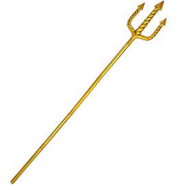 Amlisia 152 cm Gold Trident, Trident Prop Devil Pitchfork Staff Toy King Neptune Trident Costume Accessory for Adults Children Carnival Theme Party Cosplay (Gold)