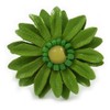 Avalaya Lime Green Leather Daisy Flower Ring - 40mm D