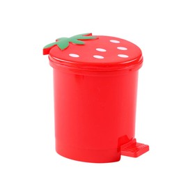 Cute Strawberry Desk Trash Can Mini Garbage Can with Lid Countertop Trash Cans for Desk Car Office Kitchen