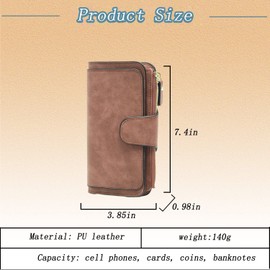 DTSFHTDAL Women's Wallet-Womens Long Wallet-Leather Large Capacity Coin Purse-Credit Card Holder Wallets for Man and Woman （Brown）