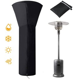 Patio Heater Cover Waterproof with Zipper,COOSOO Outdoor Standup Propane Heater Cover,Heavy Duty Oxford Tear-Proof,Anti Snow, Hail,Dust for Round Garden Standing Gas Heat Lamp,228x106x70cm,Black