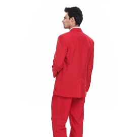 YOU LOOK UGLY TODAY Mens Party Suit Solid Color Jacket Costume Leisure Suit for Holiday Party with Tie & Pants (Red S)