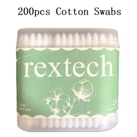 Cotton Swabs 200 Count, Rounded and Pointed Dual Tip (Pack of 1)
