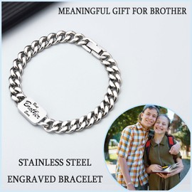 EYQV Brother Gifts, Engraved Bracelet Gifts for Brother Adult, Best Brother Birthday Gifts Christmas Gifts Graduation Gifts Stocking Fillers for Brother