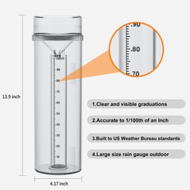 Emphira Rain Gauge Outdoor Professional Long Term Rain Gauge Mounting Bracket, Precisely Accurate to 1/100th of an Inch,UV and Heat Resistant, Non-Yellowing Rain Gauge Fit All Weather Conditions