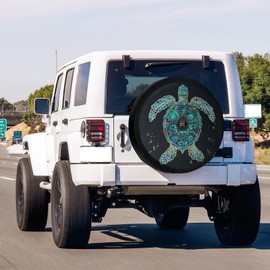 Turquoise Sea Turtle Spare Tire Cover with Backup Camera Hole Wheel Tire Cover Fit Trailer, RV, SUV and Many Vehicle 18inch
