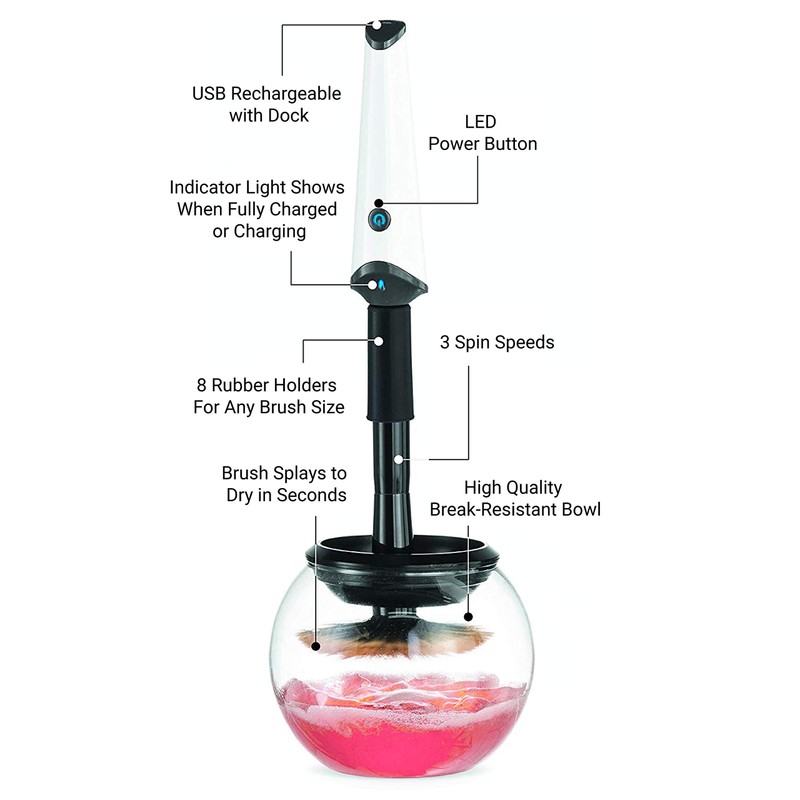 Luxe Electric Makeup Brush Cleaner Machine with Cleaning Solution -
