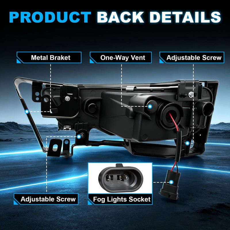 LED Fog Lights Assembly Compatible with 2013-2015 Honda Accord (4-Door